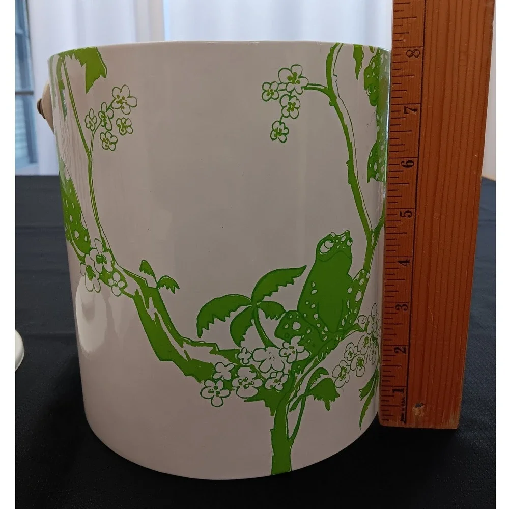 Vintage MCM‎ Stotter Style Green Frog Ice Bucket White Insulated Retro Barware